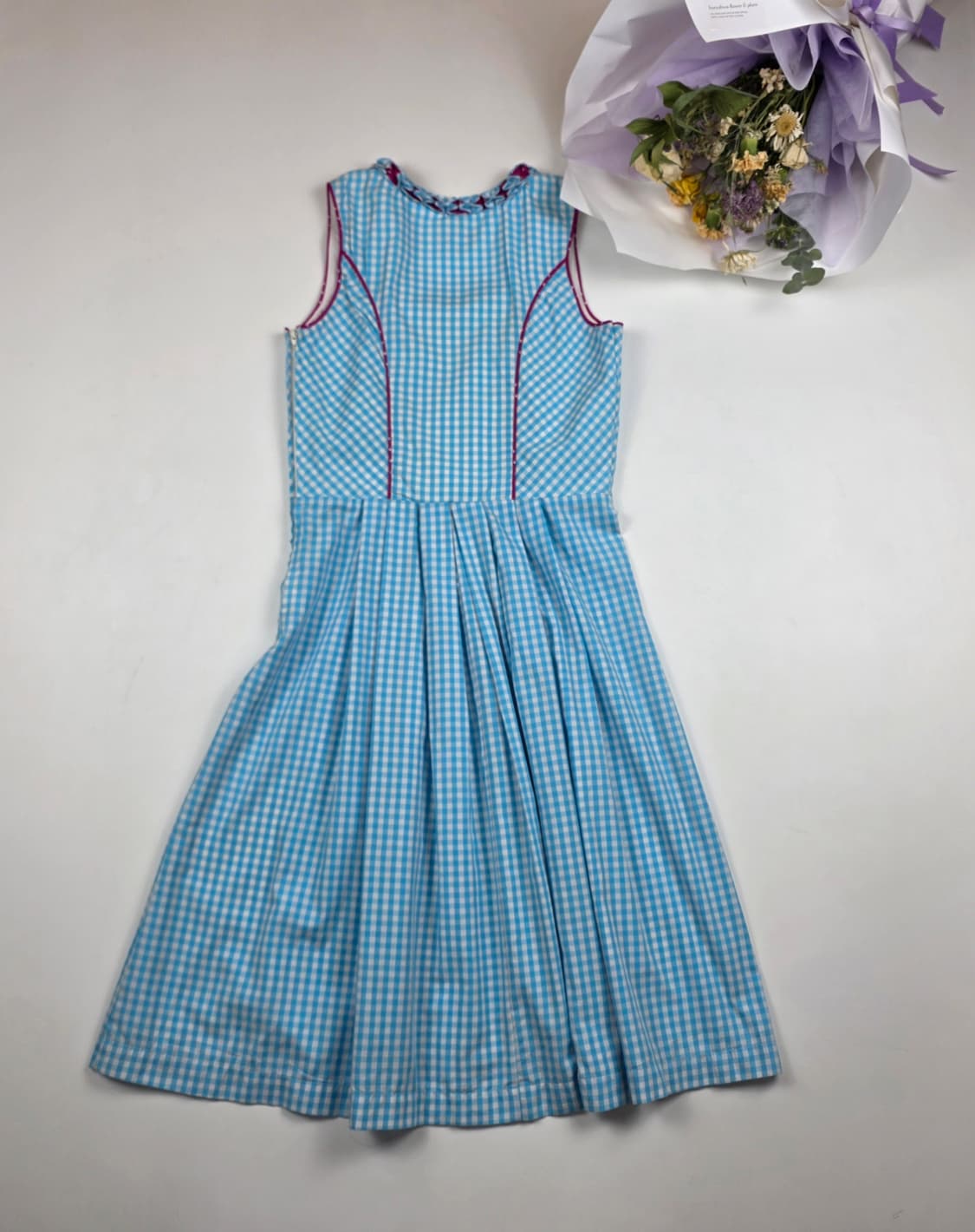 깅엄체크 디른들 원피스 상품이미지4