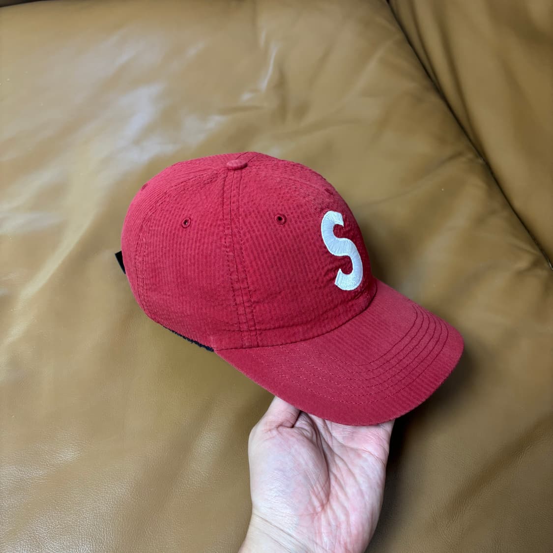 Supreme 슈프림 24ss 씨어서커 레드 S로고 6패널 볼캡 모자 상품이미지4