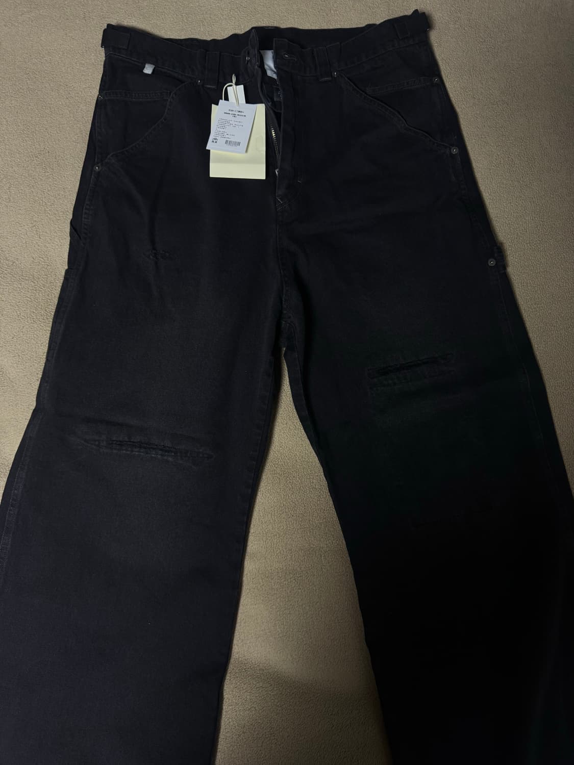 4) 폴리테루 데미지드 카펜터 데님 팬츠 워시드 블랙 상품이미지1