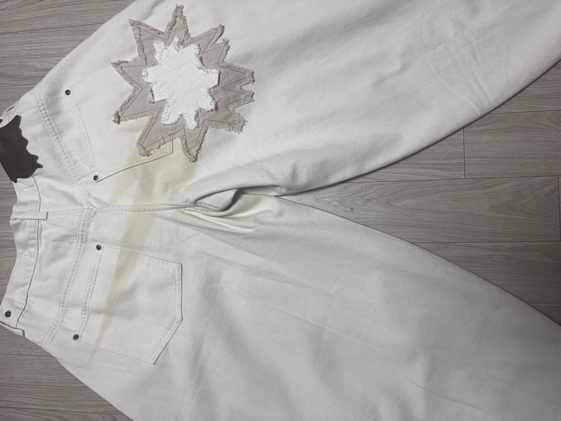 글랙 미티어 아플리케 크림 코튼 팬츠 상품이미지4