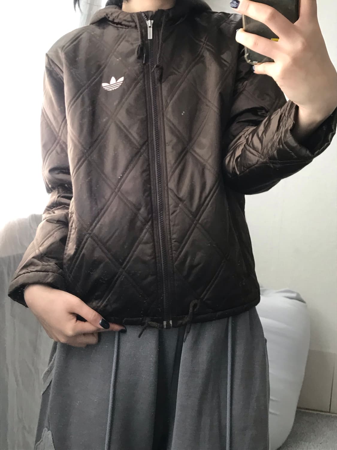 아디다스 브라운 후드 패딩 상품이미지2