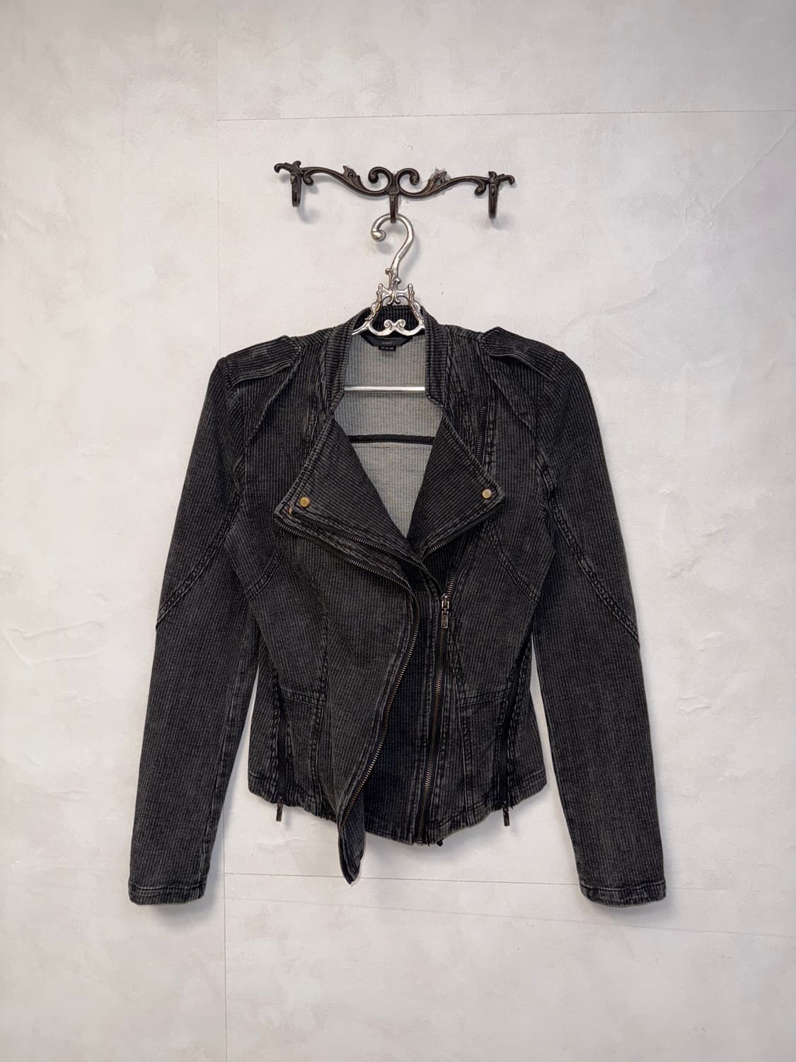 Washing charcoal zipper cotton rider jk 상품이미지4