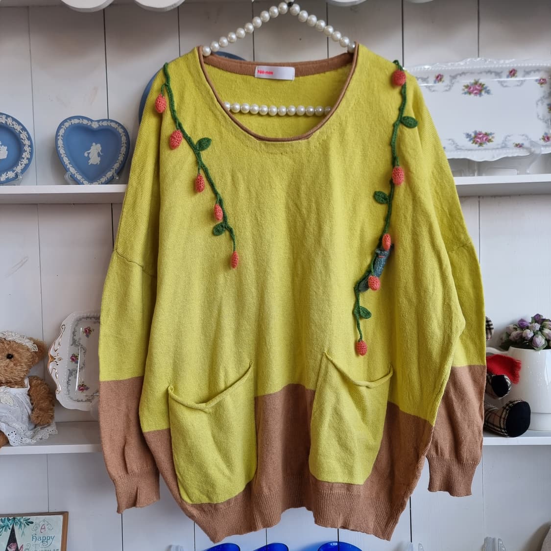 Ne-net(네넷)입체 뜨개자수 니트 루즈핏 상품이미지5