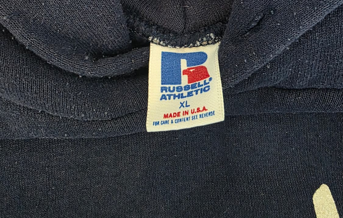 [XL] 80s 러셀 애슬레틱 썬페이드 트래쉬드 네이비 후드티 상품이미지7
