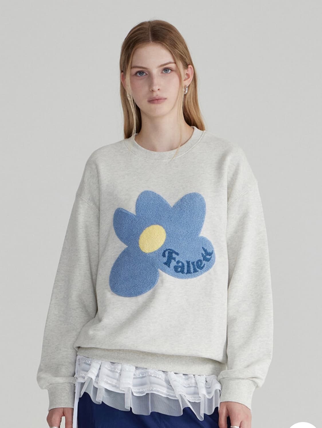 M) 팔렛 부클 플라워 맨투맨 오트밀 상품이미지2