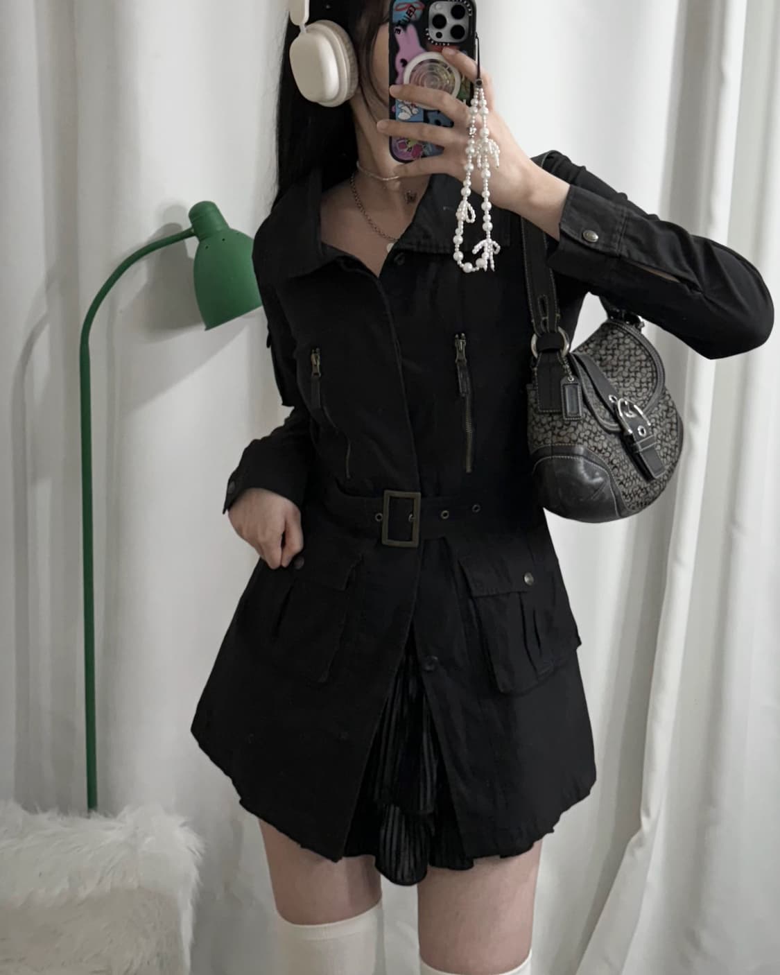 블랙 Y2K 벨트 자켓 상품이미지2
