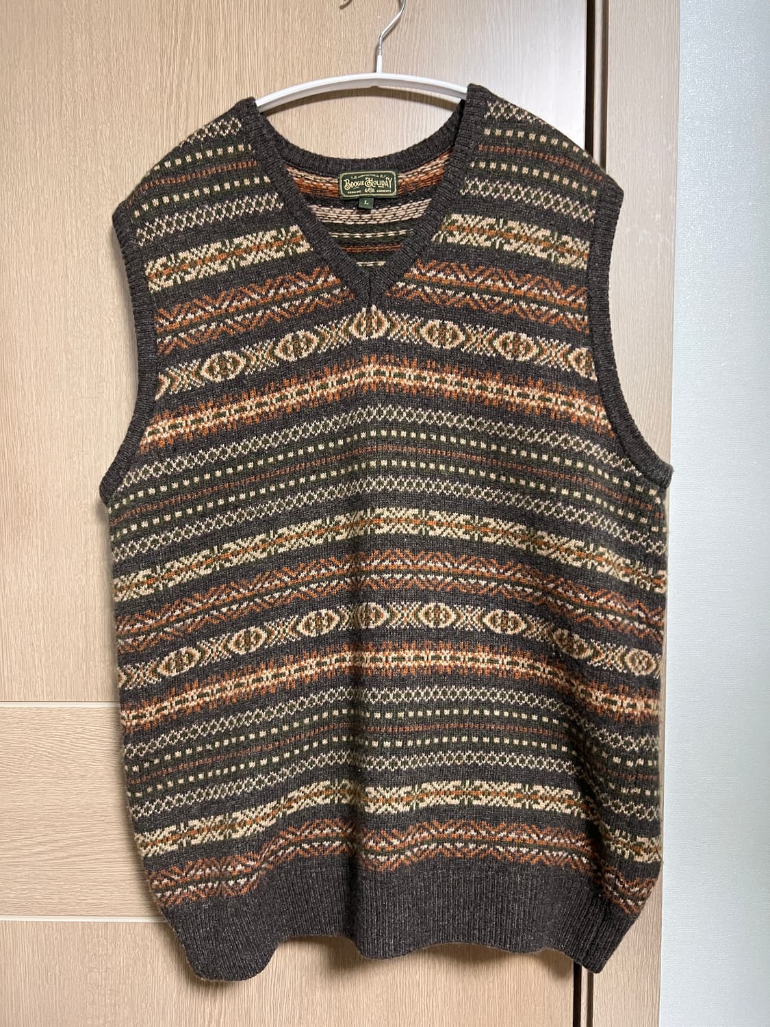 [부기홀리데이] 페어아일 니트 베스트 (브라운) 상품이미지2