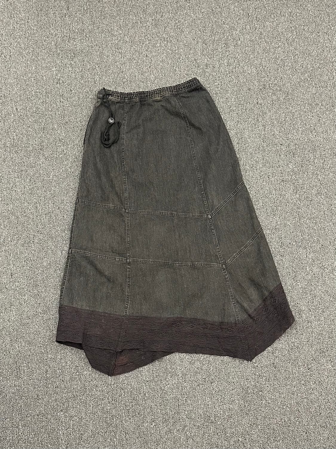 M)Japanese vintage 레이스 밴딩 흑청 스커트 상품이미지6