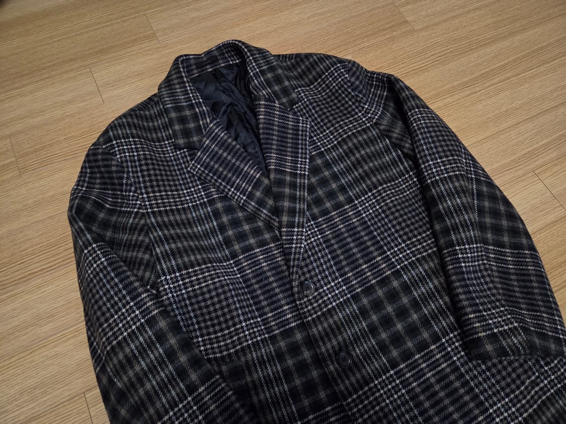 지오지아 글렌 체크 세미 오버 롱 코트 상품이미지4