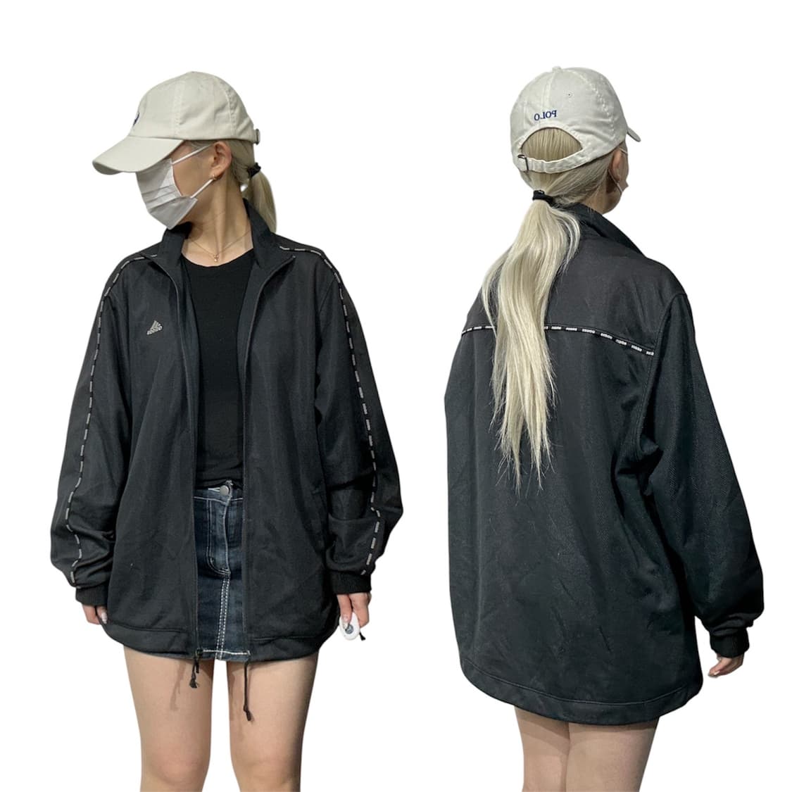 아디다스 블랙 올드스쿨 오버핏 스티치 라인 포인트 트랙탑 져지 L 상품이미지1