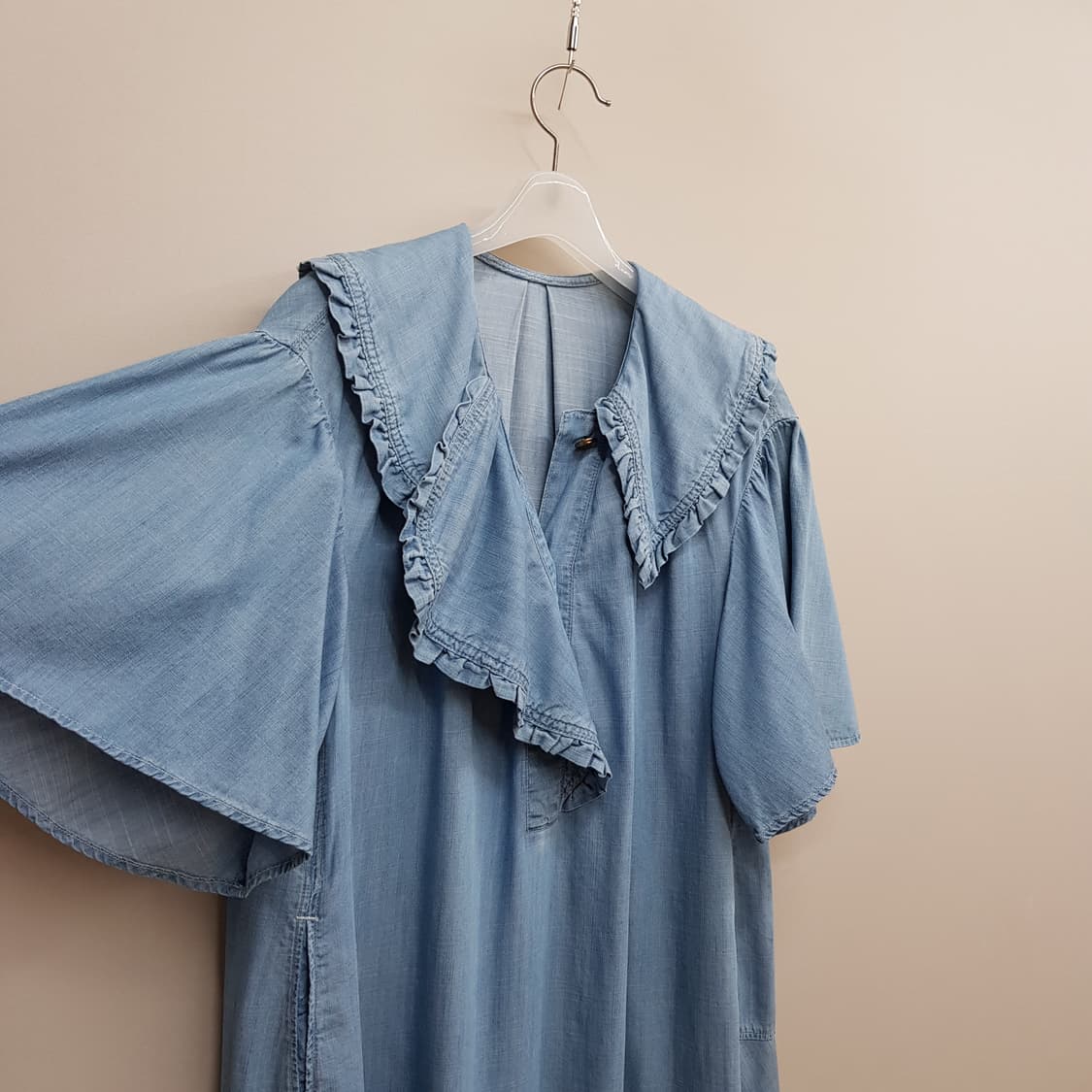 한섬 시스템 2021 언밸런스 카라 데님 롱 원피스 82-94-160 상품이미지4