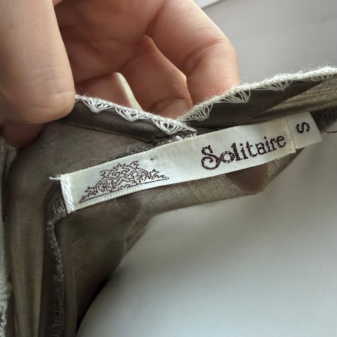 Vintage olive Lace Embroidered Blouse 상품이미지4