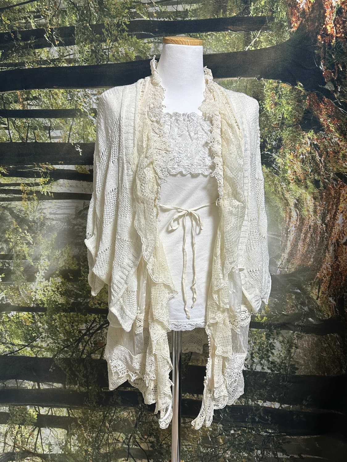 빈티지 화이트 레이스 슬리브리스 나시 끈나시 모리 모리걸 상품이미지2