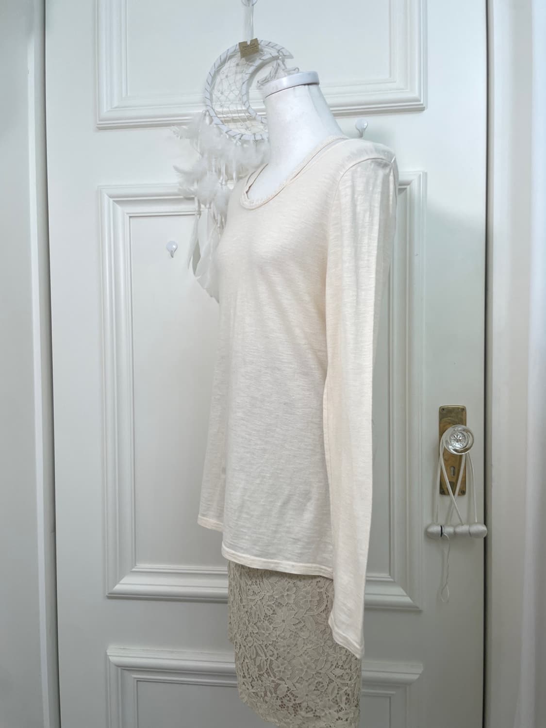 ivory lace point loose cotton top 상품이미지2