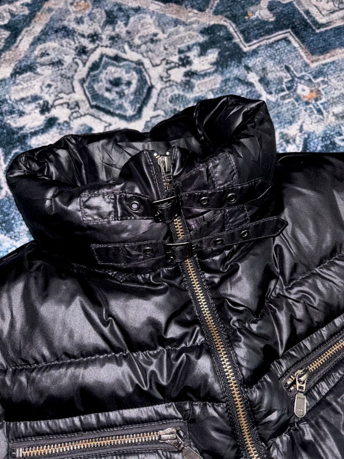 일본 빈티지 y2k 바이커 푸퍼 버클 경량 패딩 락시크 상품이미지2