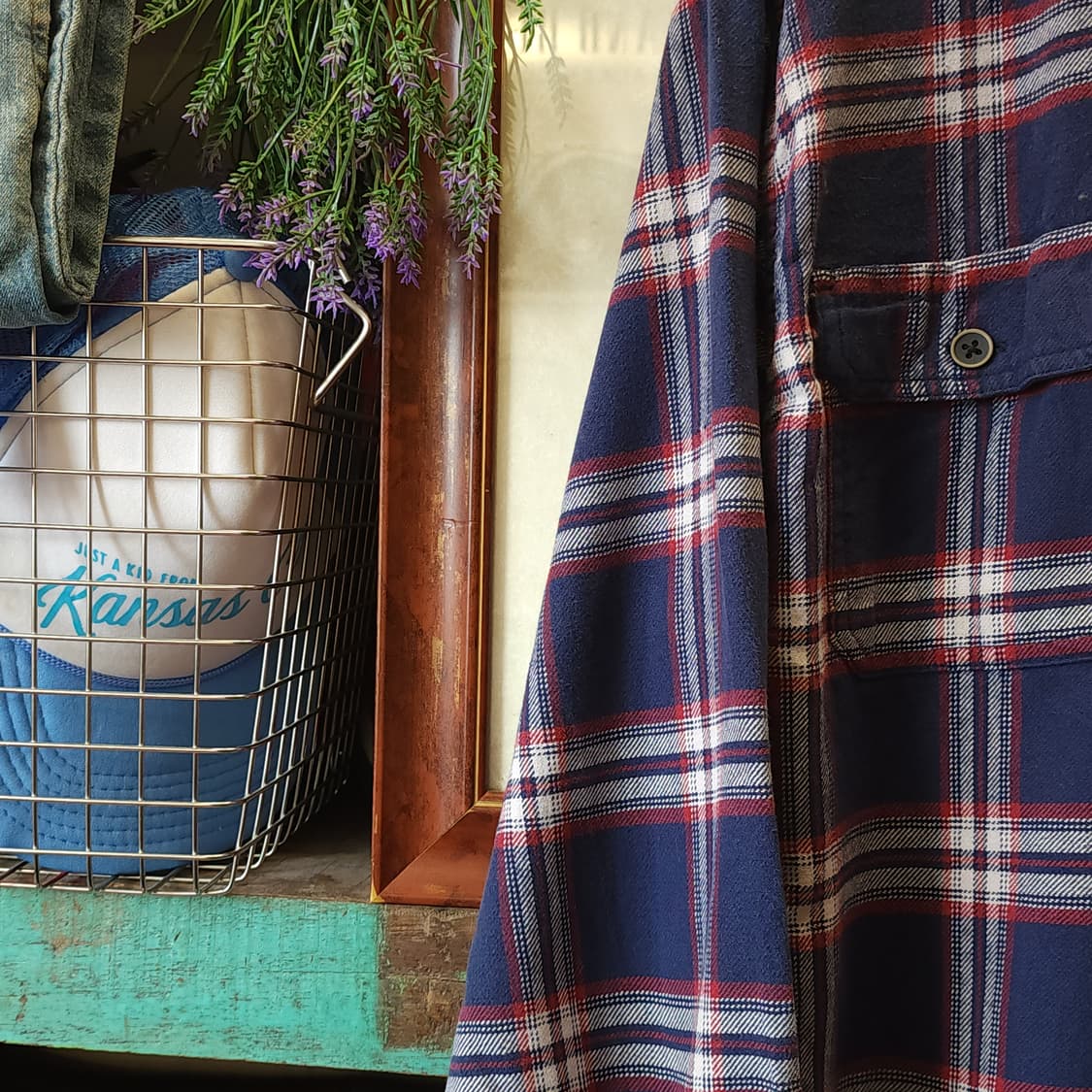 90s 아메리칸 빈티지 체크셔츠 헤비 플란넬 워크셔츠 빅체크 블루 xl 상품이미지5