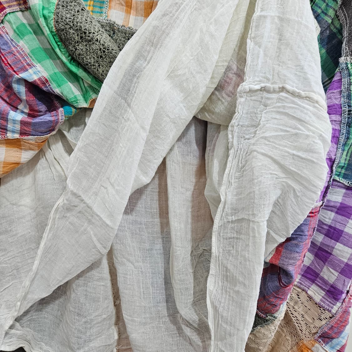 패치워크 체크 롱 스커트 상품이미지7