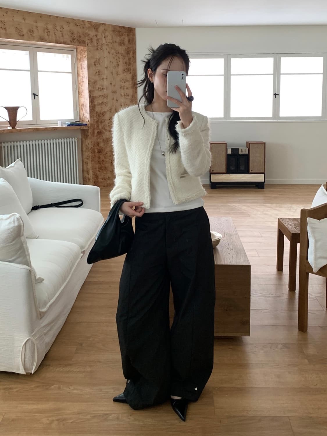 트위드 자켓 화이트 상품이미지2