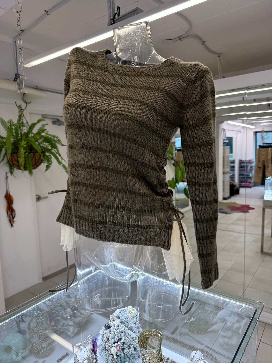 layered lace stripe knit 상품이미지1