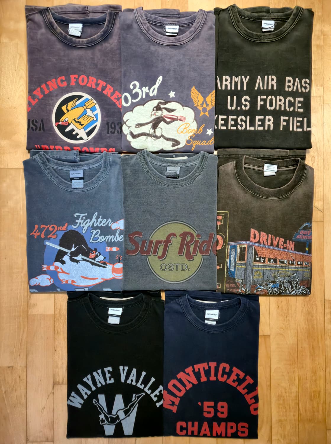 아웃스탠딩 반팔티 M-L 8종 일괄 상품이미지1