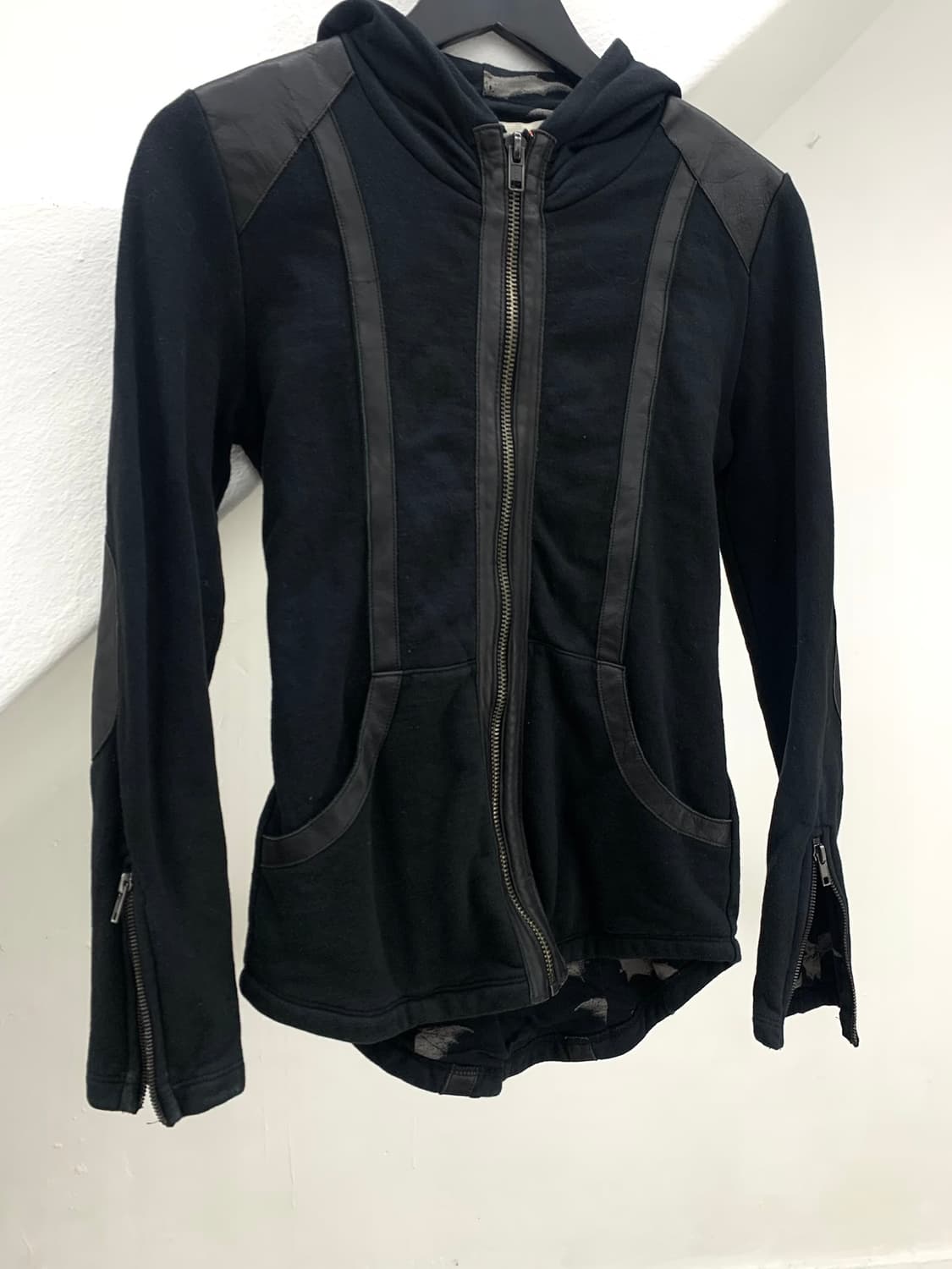 Leather strap unbalanced hoodie 상품이미지5