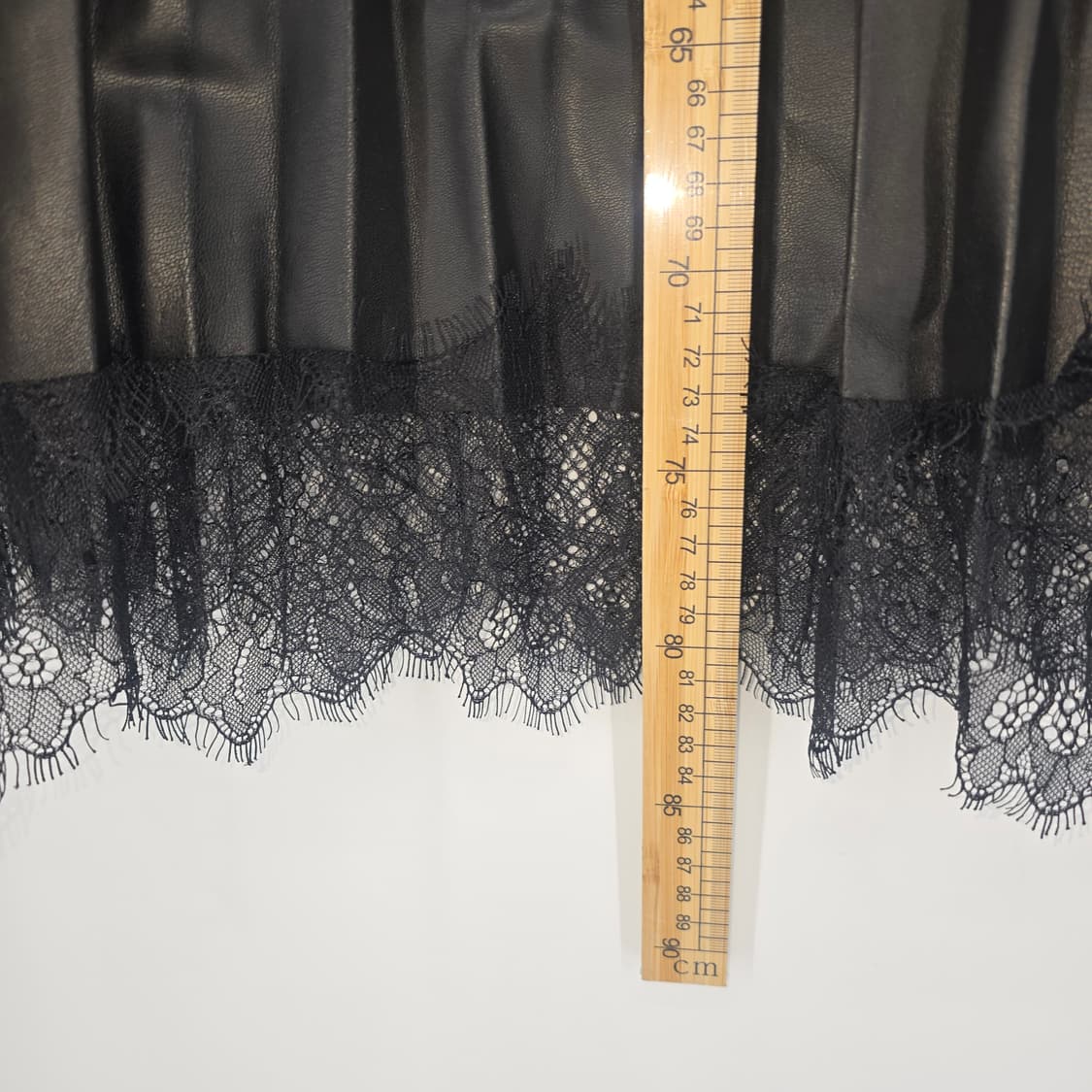 자라 블랙 레더 레이스 플리츠 롱 스커트 M 상품이미지5