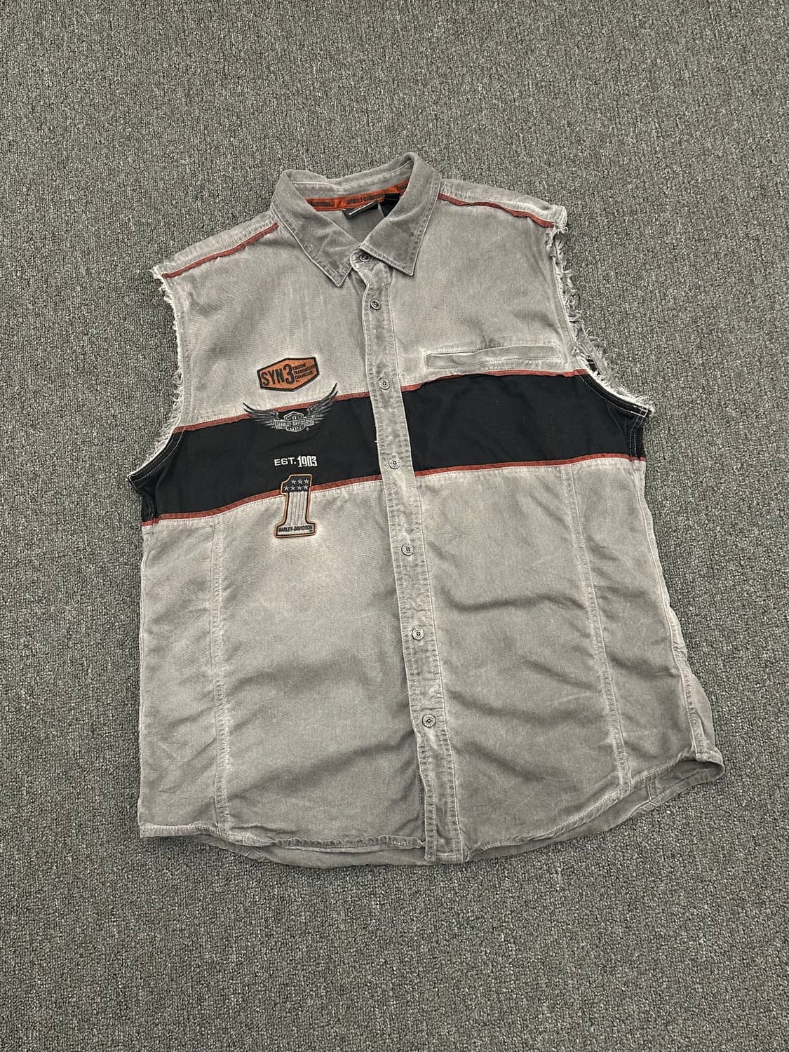 XL)할리데이비슨 vintage 흑청 데님 셔츠 베스트 상품이미지1