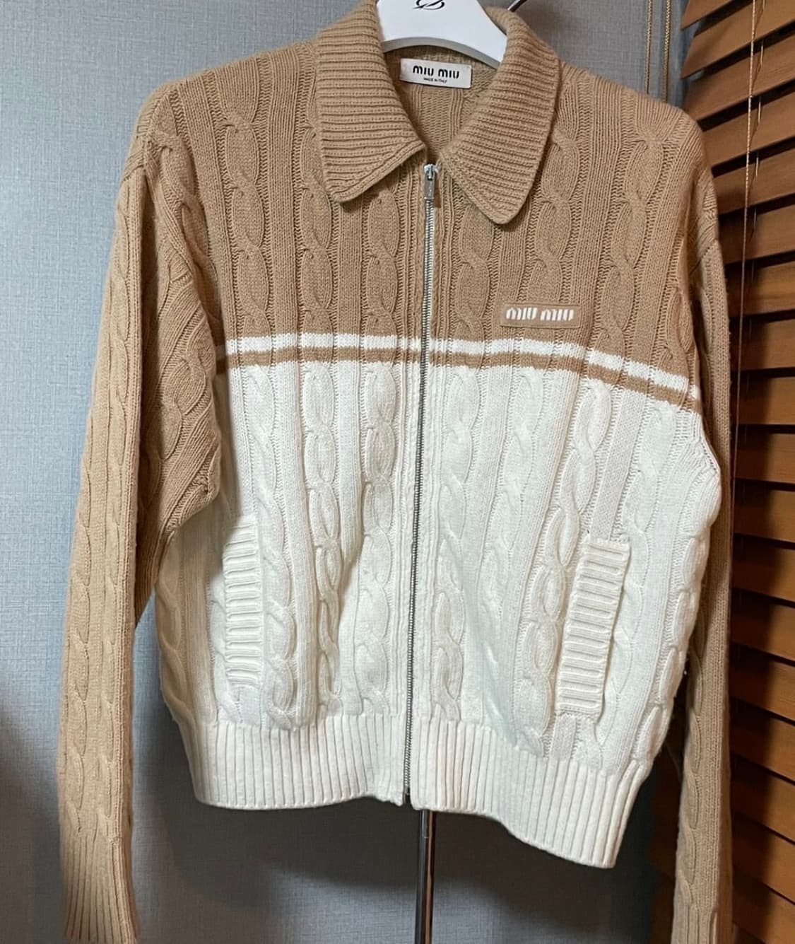 미우미우 캐시미어 아가일 케이블니트 36 상품이미지1