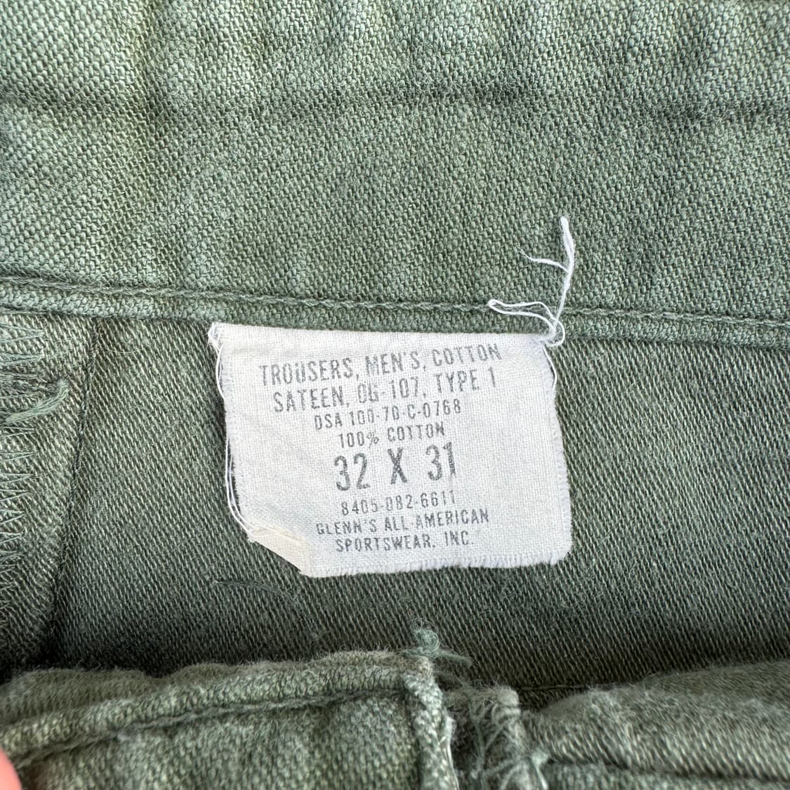 70s USA ARMY OG 트라우저 사틴 퍼티그 팬츠 상품이미지10