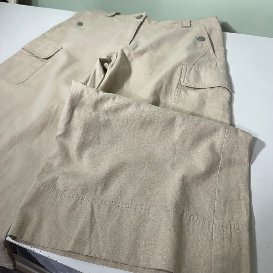 우먼L 유나이티드 베네통 와이드핏 카고 7부린넨팬츠 상품이미지4