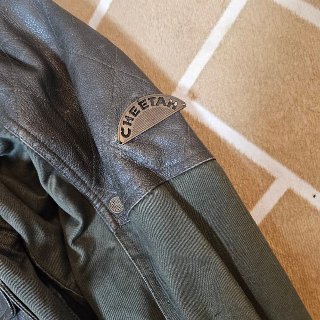 CHEETAN 90's Vintage 벨트 포켓 가죽 블럭 자켓 상품이미지6