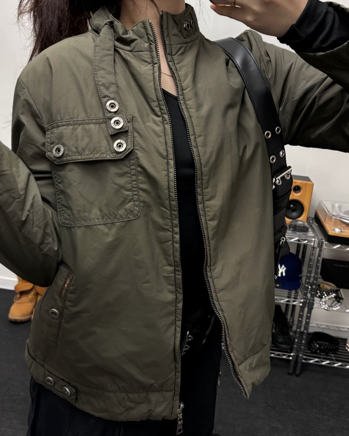 올드 빈티지 카키 바이커 자켓 상품이미지2