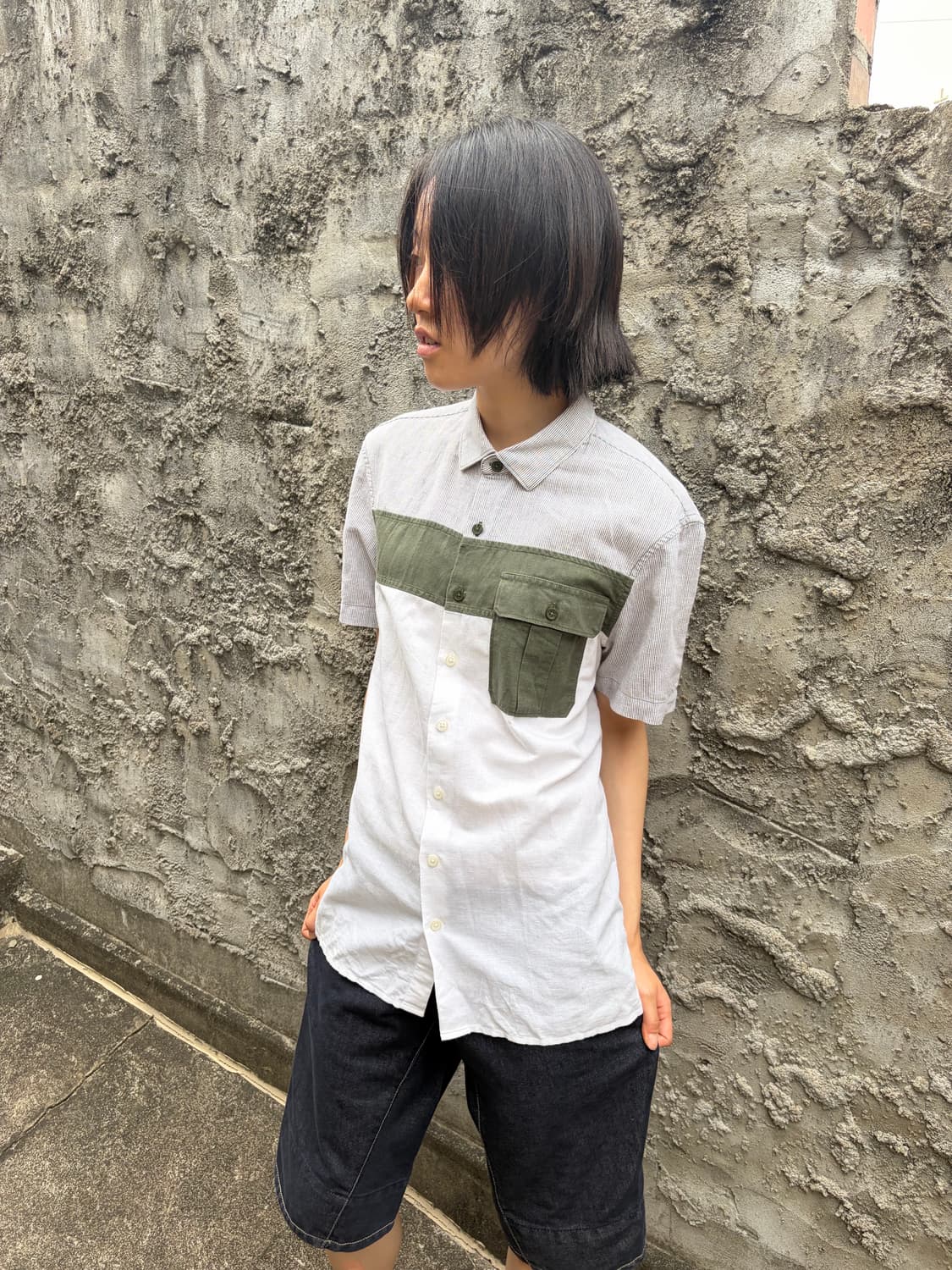 Armani Exchange 린넨 블록 포켓 반팔 셔츠 상품이미지2