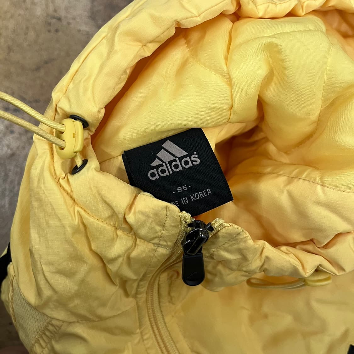 [정품/85] 아디다스 3선 옐로우 후드 패딩 수트 b18 상품이미지5