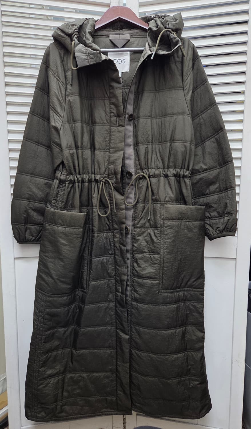 코스 패디드 후드 롱 코트 상품이미지1