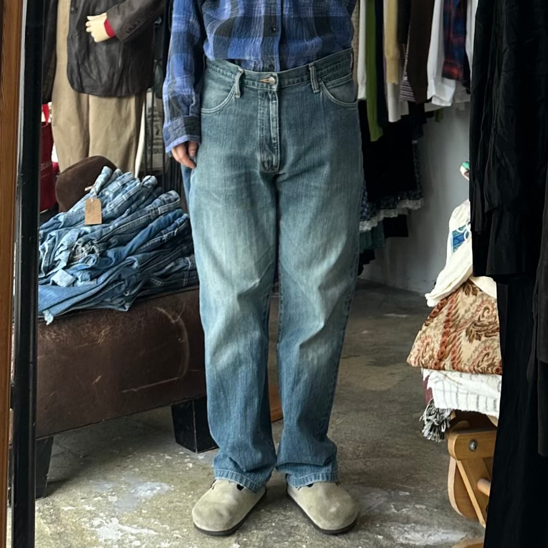 (착용컷) Wrangler 데님 팬츠 (남성용 35.5) 상품이미지3