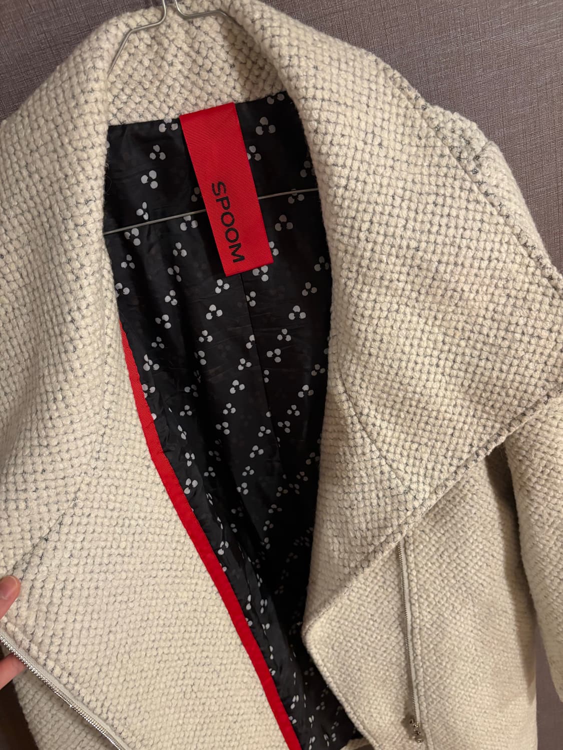 레어한 네덜란드 브랜드 SPOOM 아이보리 울 블렌드 하이넥 코트 상품이미지2