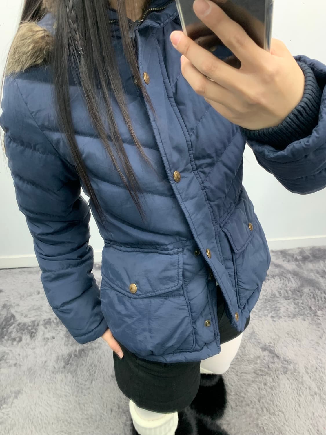 폴로 진스 y2k 네이비 퍼 푸퍼 다운 상품이미지2