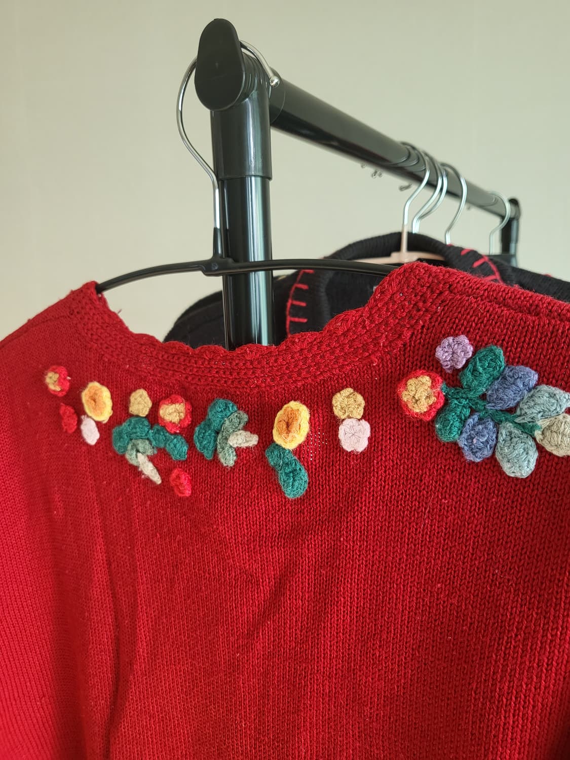 꽃 모티브 빨강 크리스마스 빈티지 가디건 🌸 상품이미지3