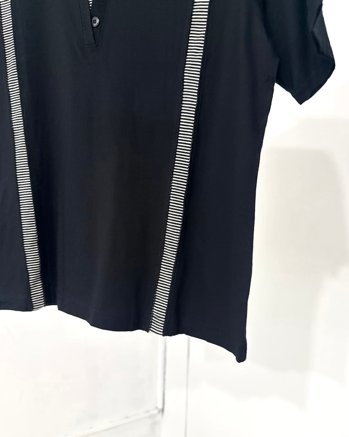 Black Striped Layered Short Sleeve Top 상품이미지10