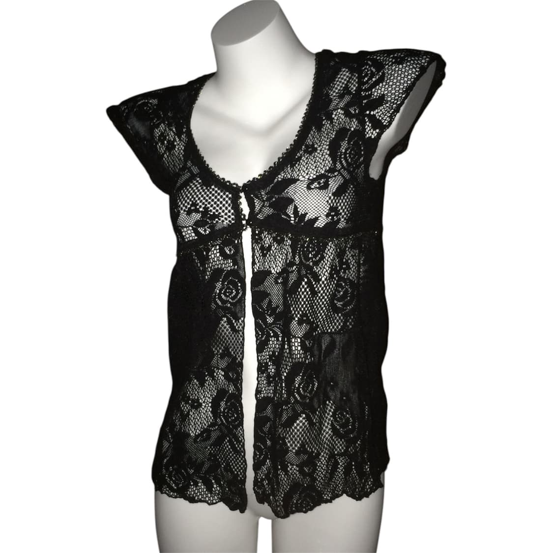 빈티지 레이스 시스루 로즈 레이어드 니트 가디건 상품이미지1