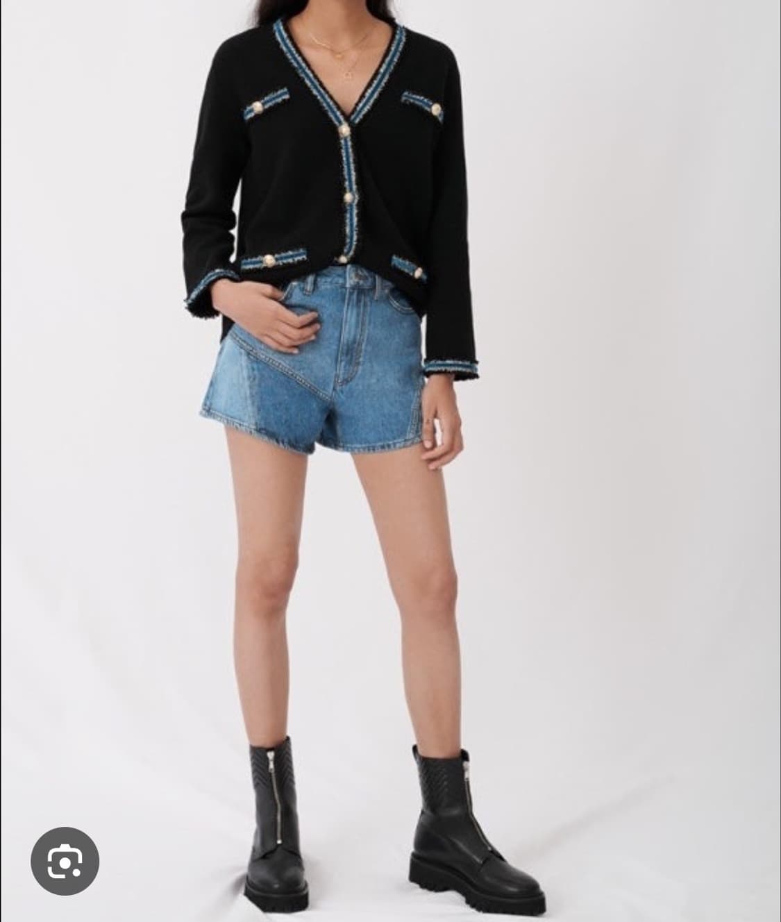 마쥬 maje  블랙 트위드 포인트 골드버튼 가디건 1사이즈 상품이미지1