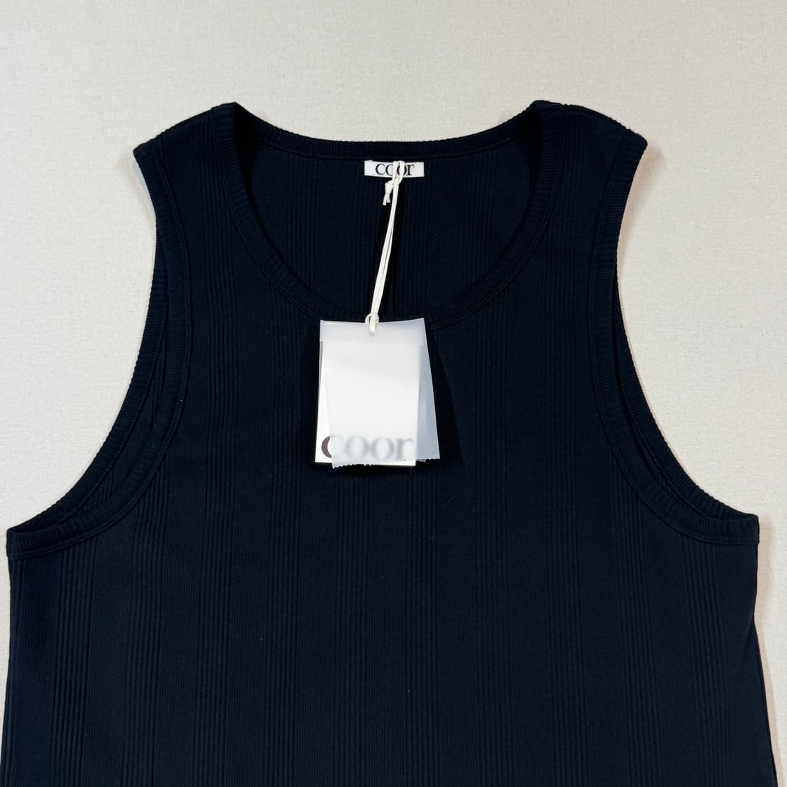 M) COOR 쿠어 골지 슬리브리스 나시 블랙 상품이미지3