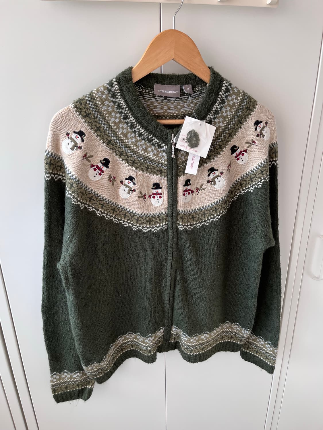 Croft & barrow 눈사람 자수 니트 가디건 그린 상품이미지6
