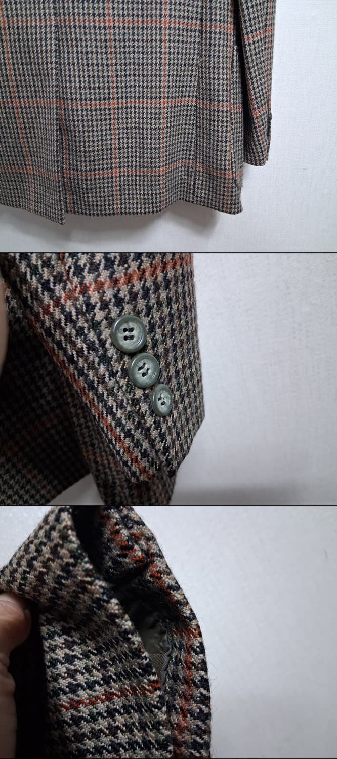 일본구제 WULFING TUCHE 남성 100%순모 레트로체크모직쟈켓90 상품이미지6