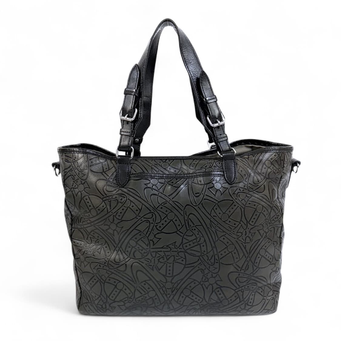 비비안 웨스트우드 로고 패턴 가죽 버클 토트백 상품이미지2