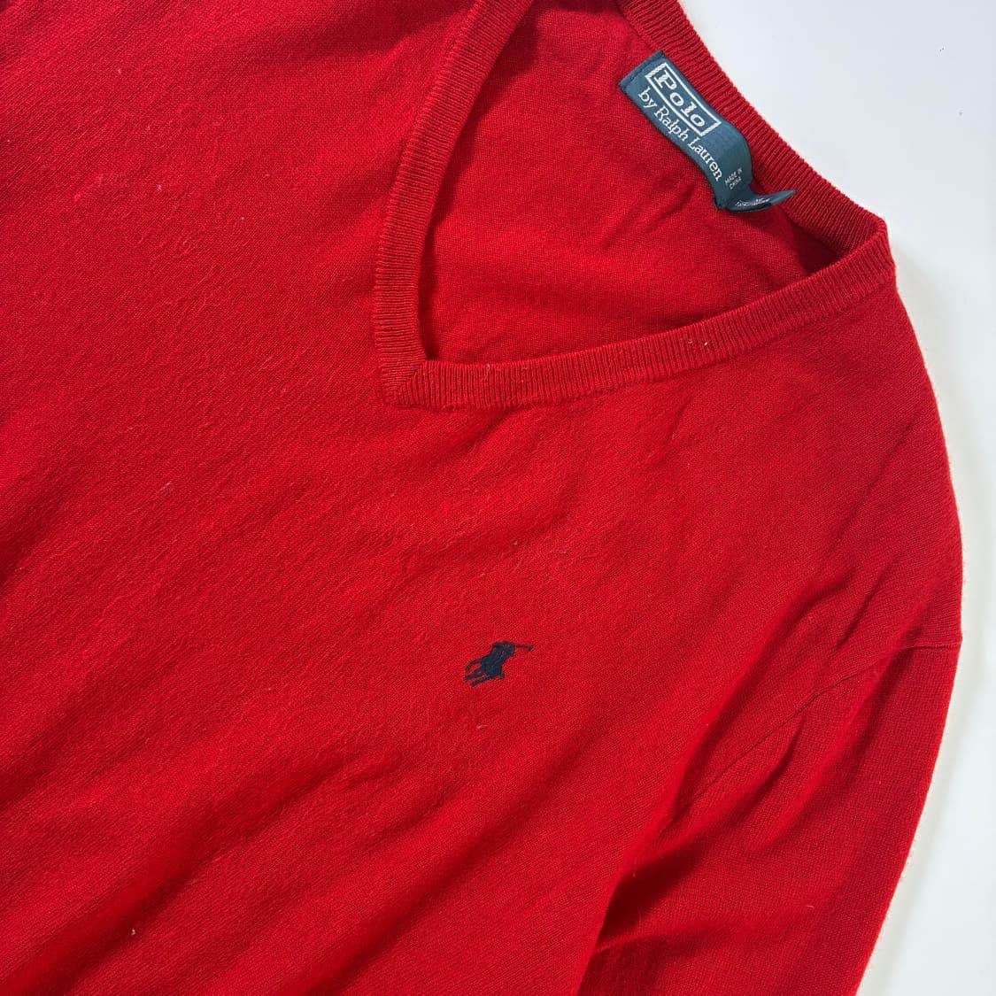 Polo  폴로 랄프로렌 자수 브이넥 레드 울 니트   상품이미지3
