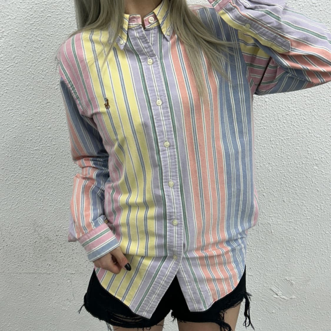 폴로 랄프로렌 옥스포드 파스텔 단가라 셔츠 S 상품이미지1