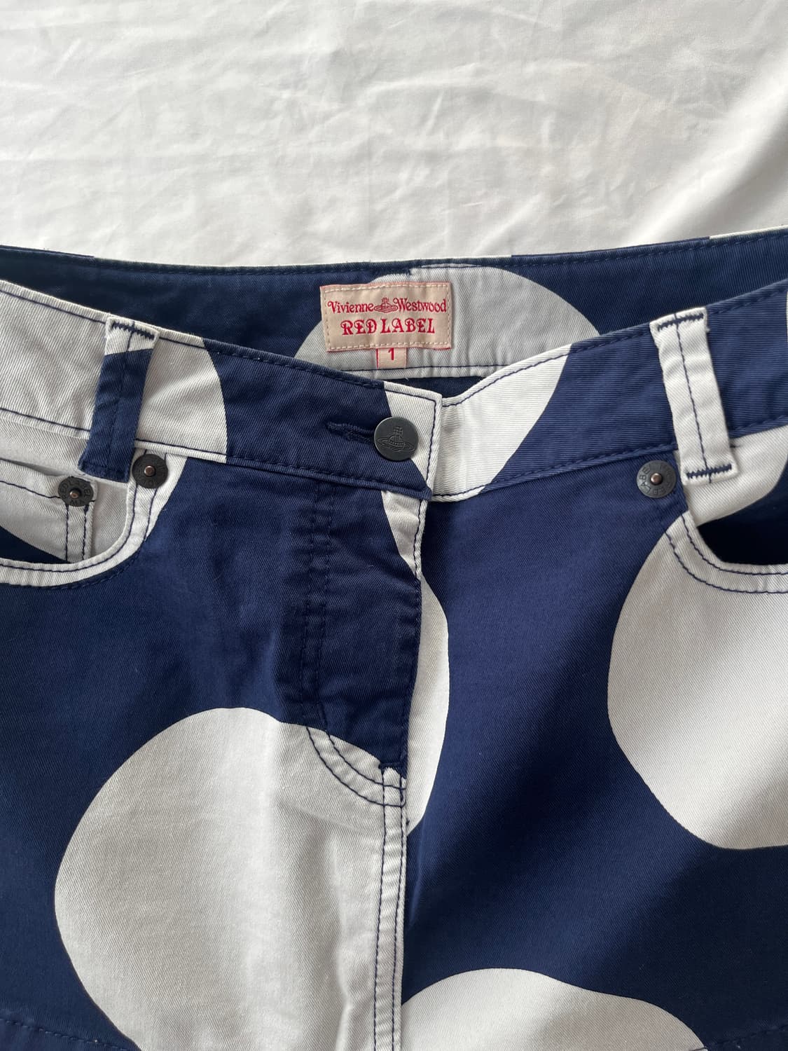 비비안 웨스트우드 땡땡이 물방울 도트 리본 오알비 자수 미니 스커트 치마 상품이미지6