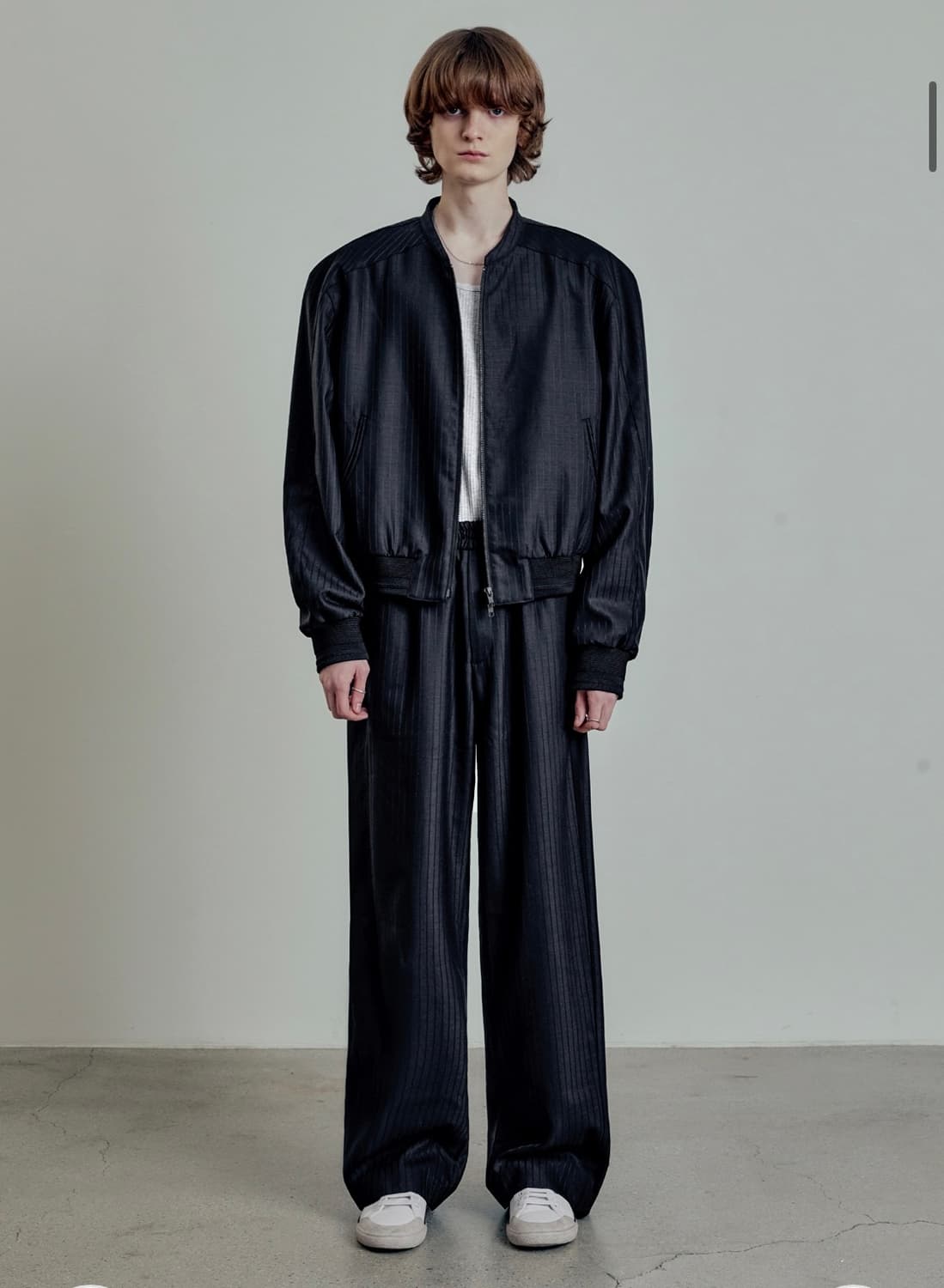 엘무드 카발리 울 스트라이프 와이드 팬츠 다크네이비 46 상품이미지3